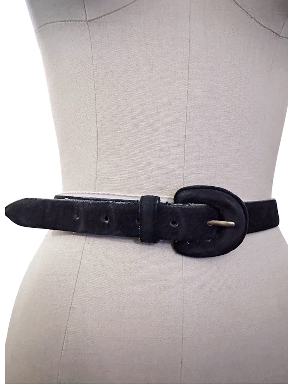 Vintage Lord & Taylor Suede Belt Genuine Leather Black